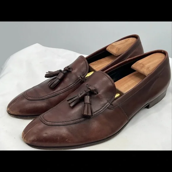 Prada Penny Loafers Mens Size 6.5 Brown Leather‎ Slip On Split Toe Dress Shoes B Prada Penny Loafers Brown Men 10 Leather Dress Shoes Slip On  main image 4